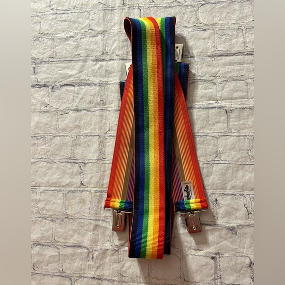 HOLDUP SUSPENDER COMPANY RAINBOW DESIGN ADJUSTABLE MULTI COLORED SUSPENDERS O/S - Picture 2 of 5